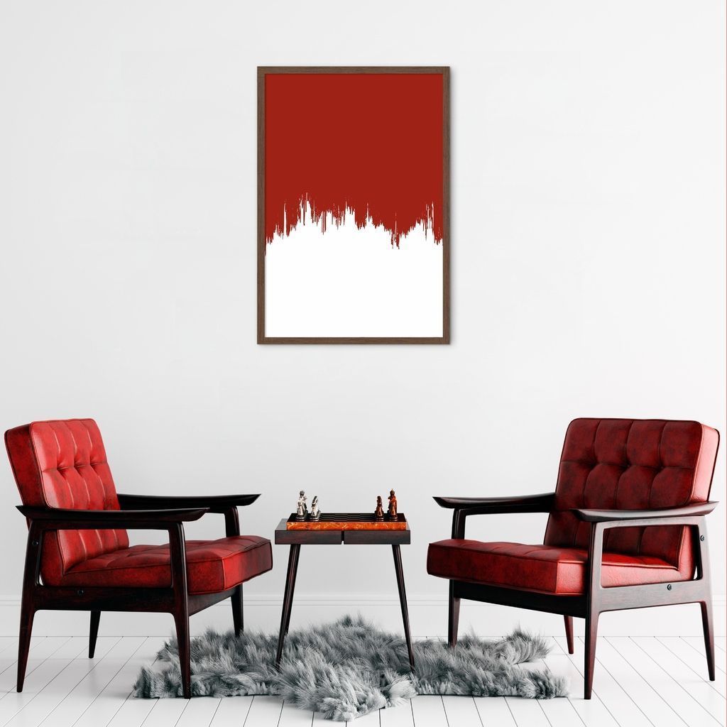 Quadro Tinta Vermelha 60x43 Caixa Marrom