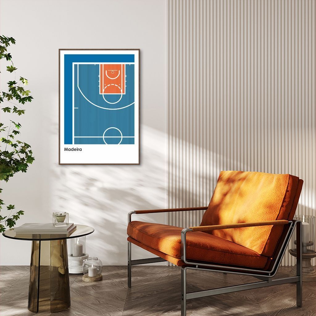 Quadro Tipos de Quadra Basquete 60x43 Filete Marrom