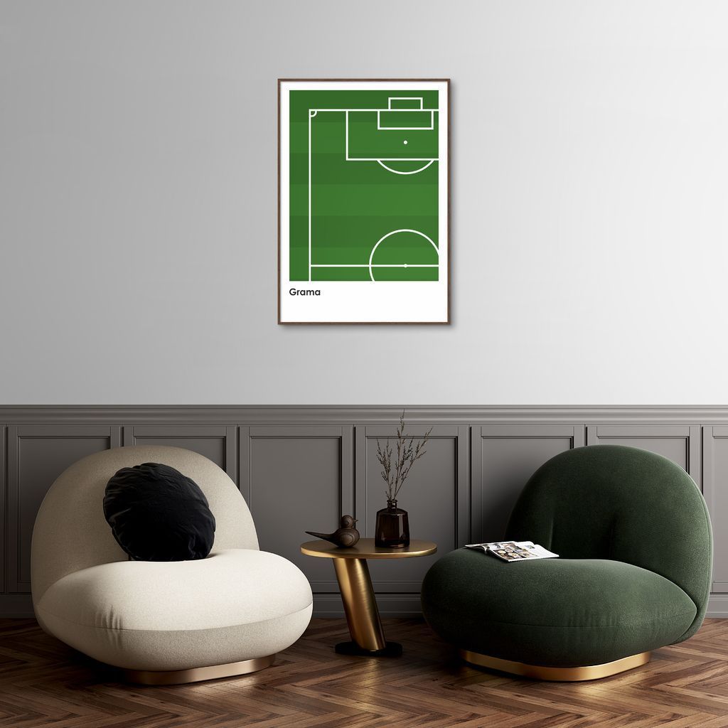 Quadro Tipos de Quadra Futebol 43x30 Filete Marrom