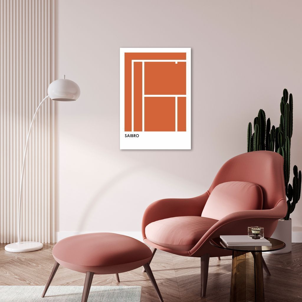 Quadro Tipos de Quadra Tênis RG 100x70 Sem Moldura