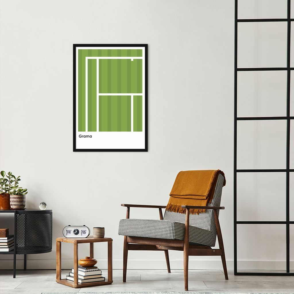 Quadro Tipos de Quadra Tênis WN 43x30 Caixa Preto
