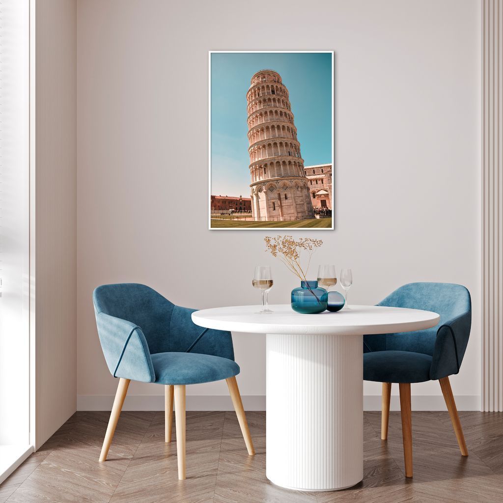 Quadro Torre de Pisa Itália 100x70 Filete Branco