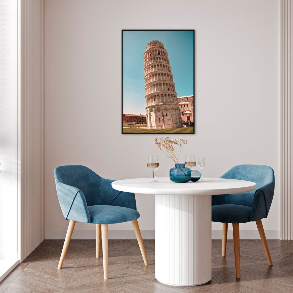 Quadro Torre de Pisa Itália 100x70 Filete Preto