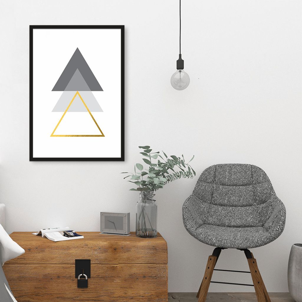 Quadro Triângulo Escandinavo 100x70 Caixa Branco