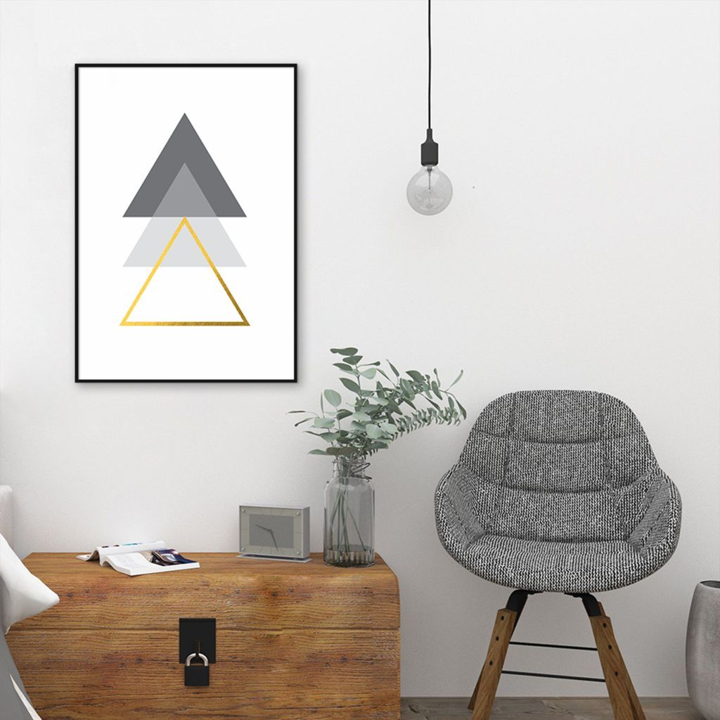 Quadro Triângulo Escandinavo 86x60 Filete Preto