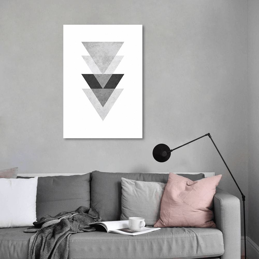 Quadro Triângulo Escandinavo Cinza 43x30 Sem Moldura