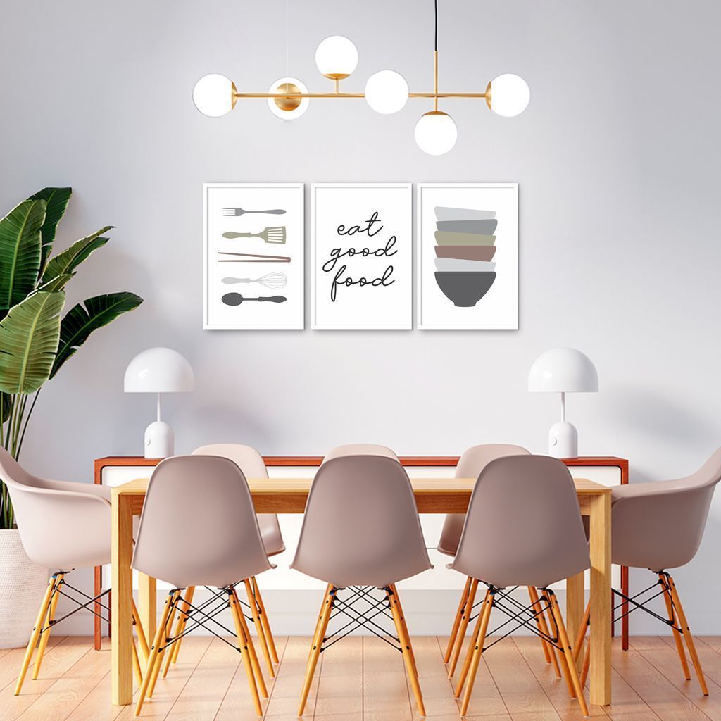 Quadro Trio Cozinha Divertida 133x60 3-60x43 Caixa Branco
