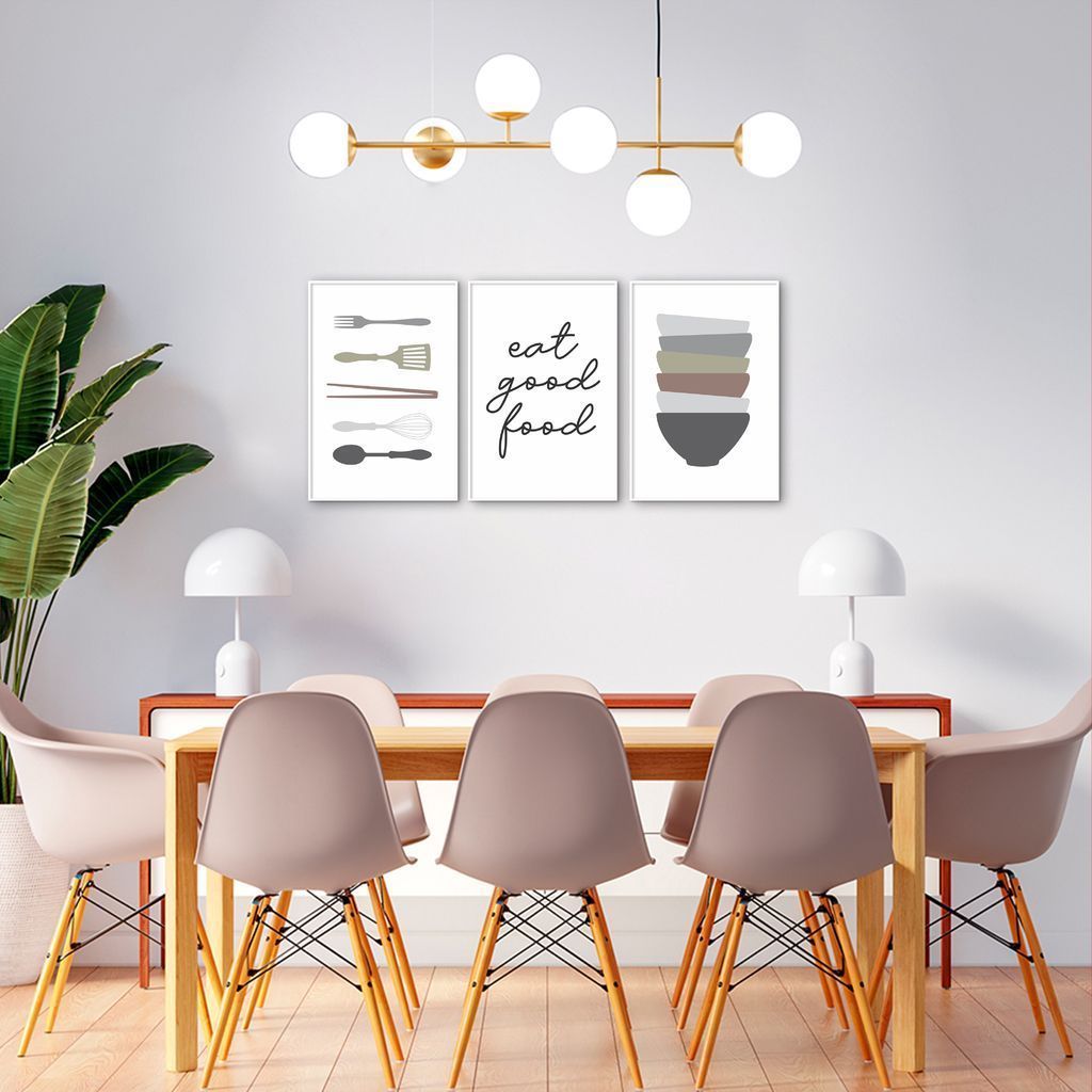 Quadro Trio Cozinha Divertida 214x100 3-100x70 Filete Branco