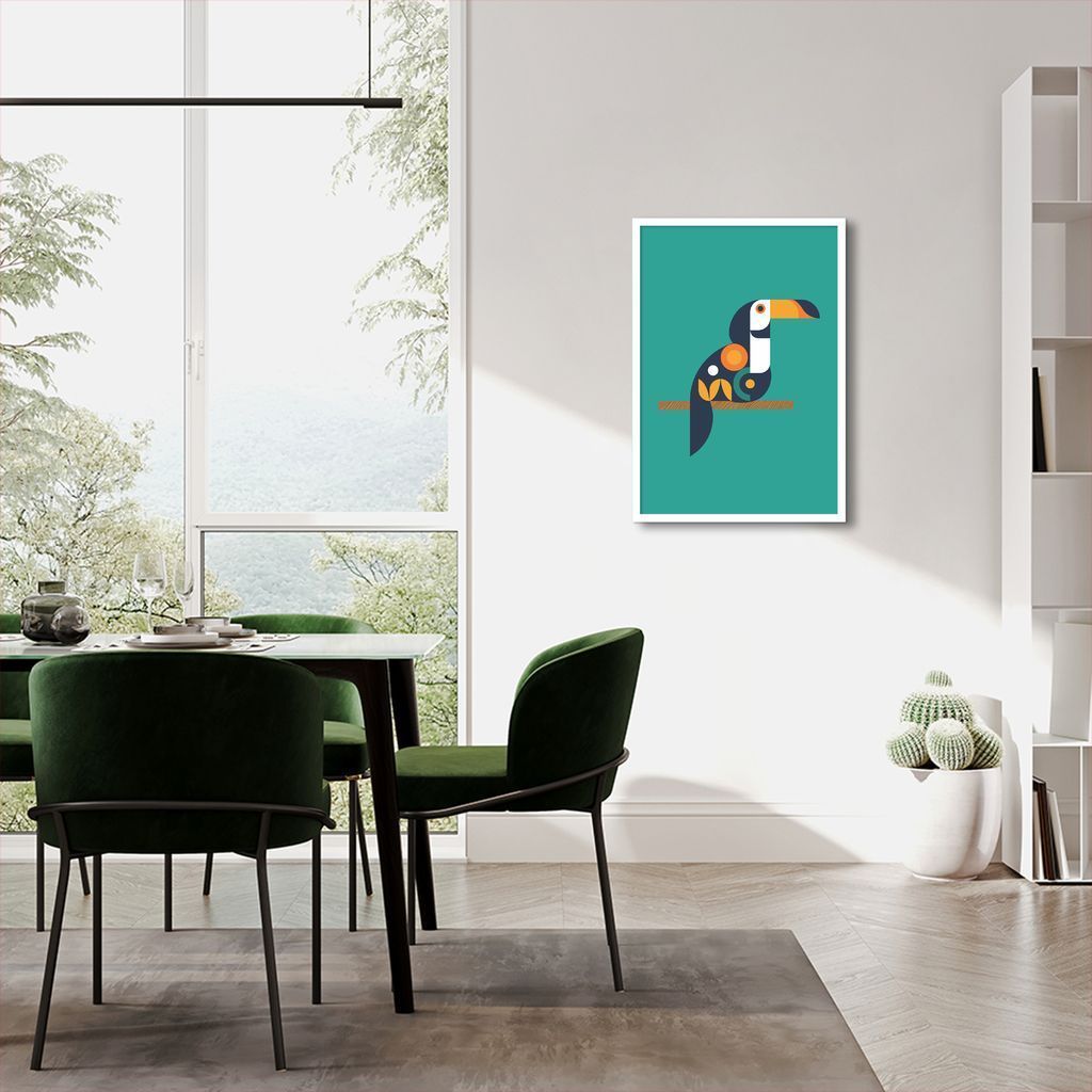 Quadro Tucano Geométrico 100x70 Caixa Branco