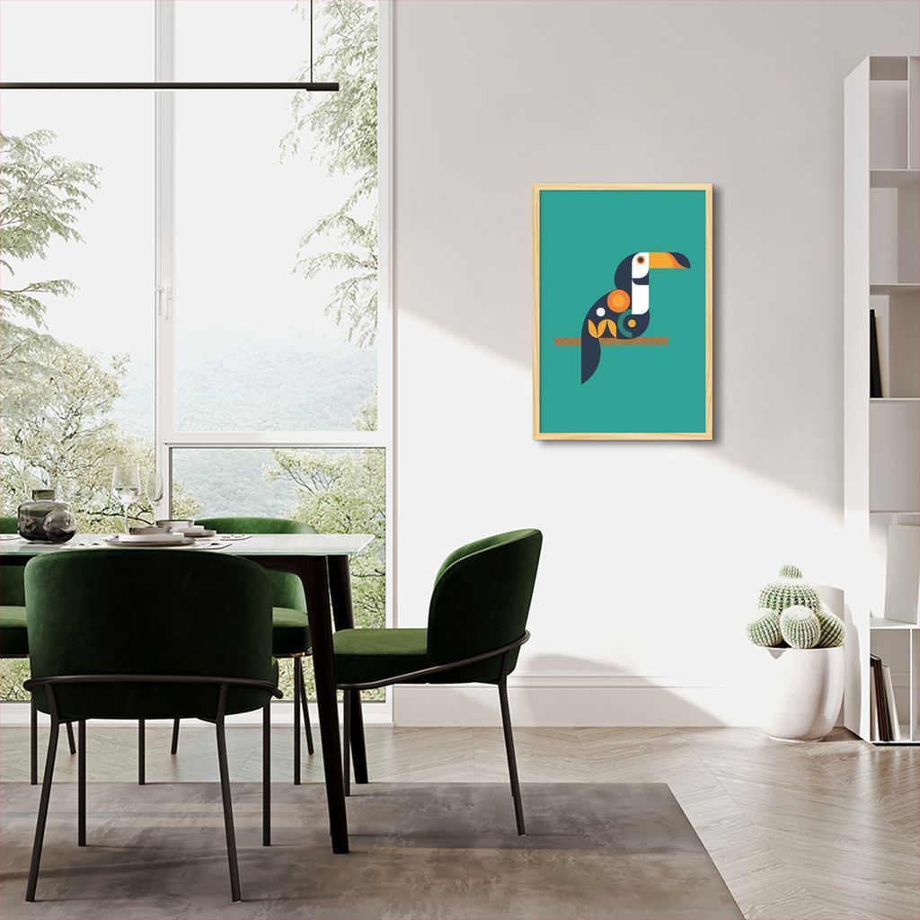 Quadro Tucano Geométrico 100x70 Caixa Marfim