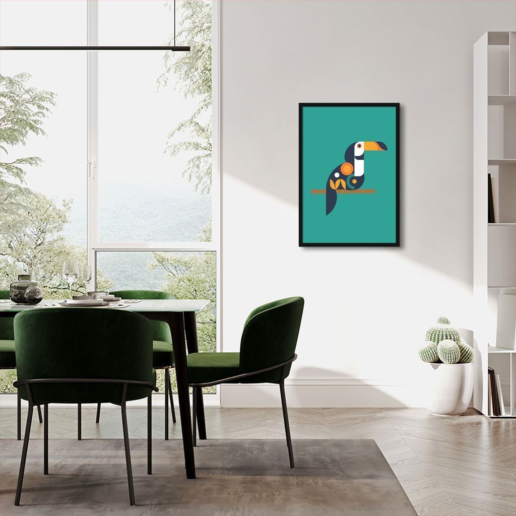 Quadro Tucano Geométrico 60x43 Caixa Preto