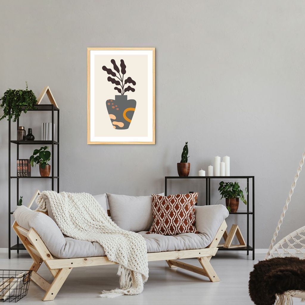 Quadro Vaso Boho 100x70 Caixa Marfim