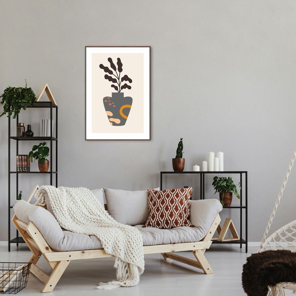 Quadro Vaso Boho 100x70 Filete Marrom