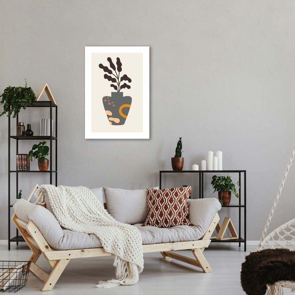 Quadro Vaso Boho 86x60 Sem Moldura