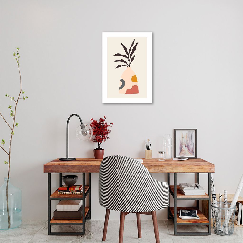 Quadro Vaso Boho Salmão 86x60 Sem Moldura