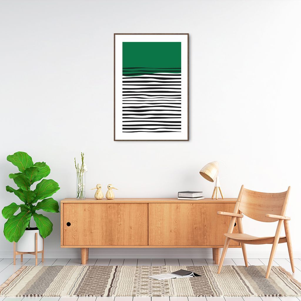 Quadro Verde Linhas Abstratas 100x70 Filete Marrom