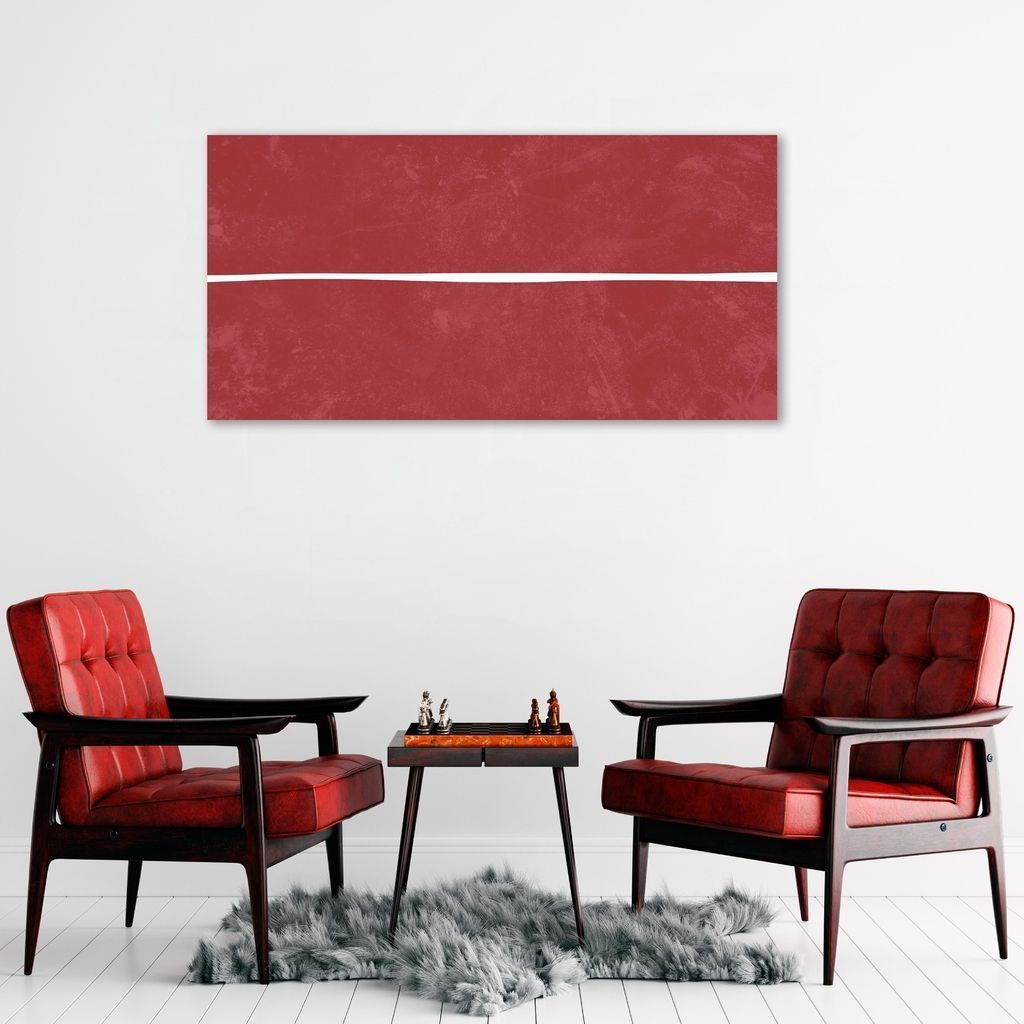 Quadro Vermelho Linha Minimalista 100x50 Sem Moldura
