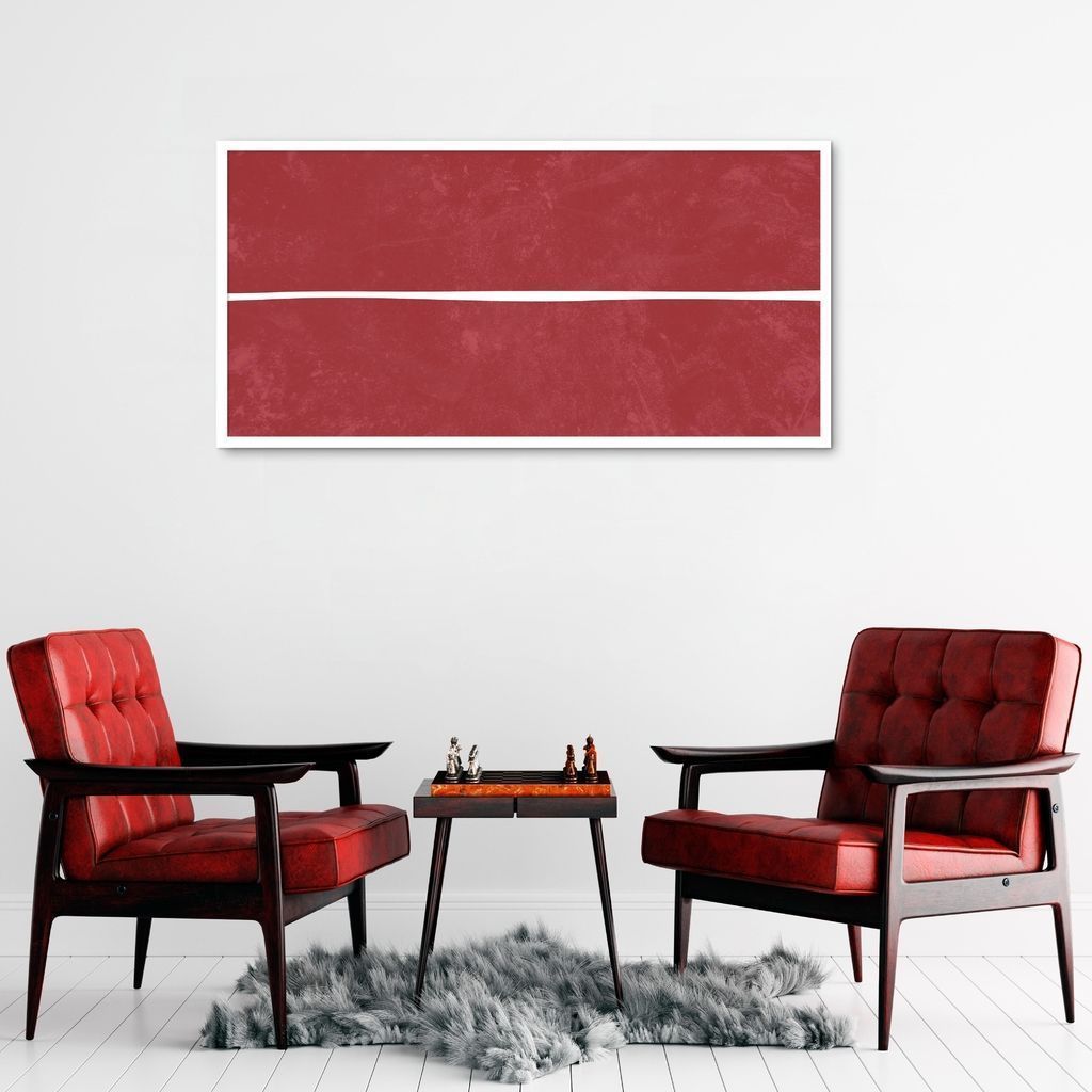Quadro Vermelho Linha Minimalista 60x30 Caixa Branco