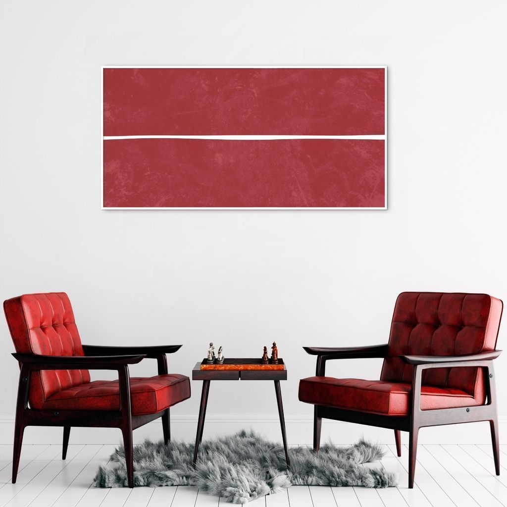 Quadro Vermelho Linha Minimalista 60x30 Filete Branco