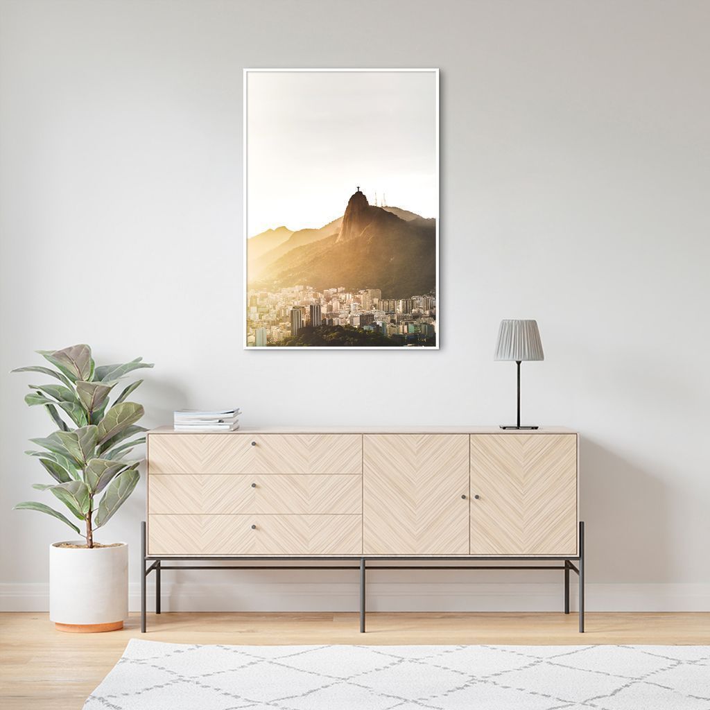 Quadro Visão Cidade Rio de Janeiro 100x70 Filete Branco