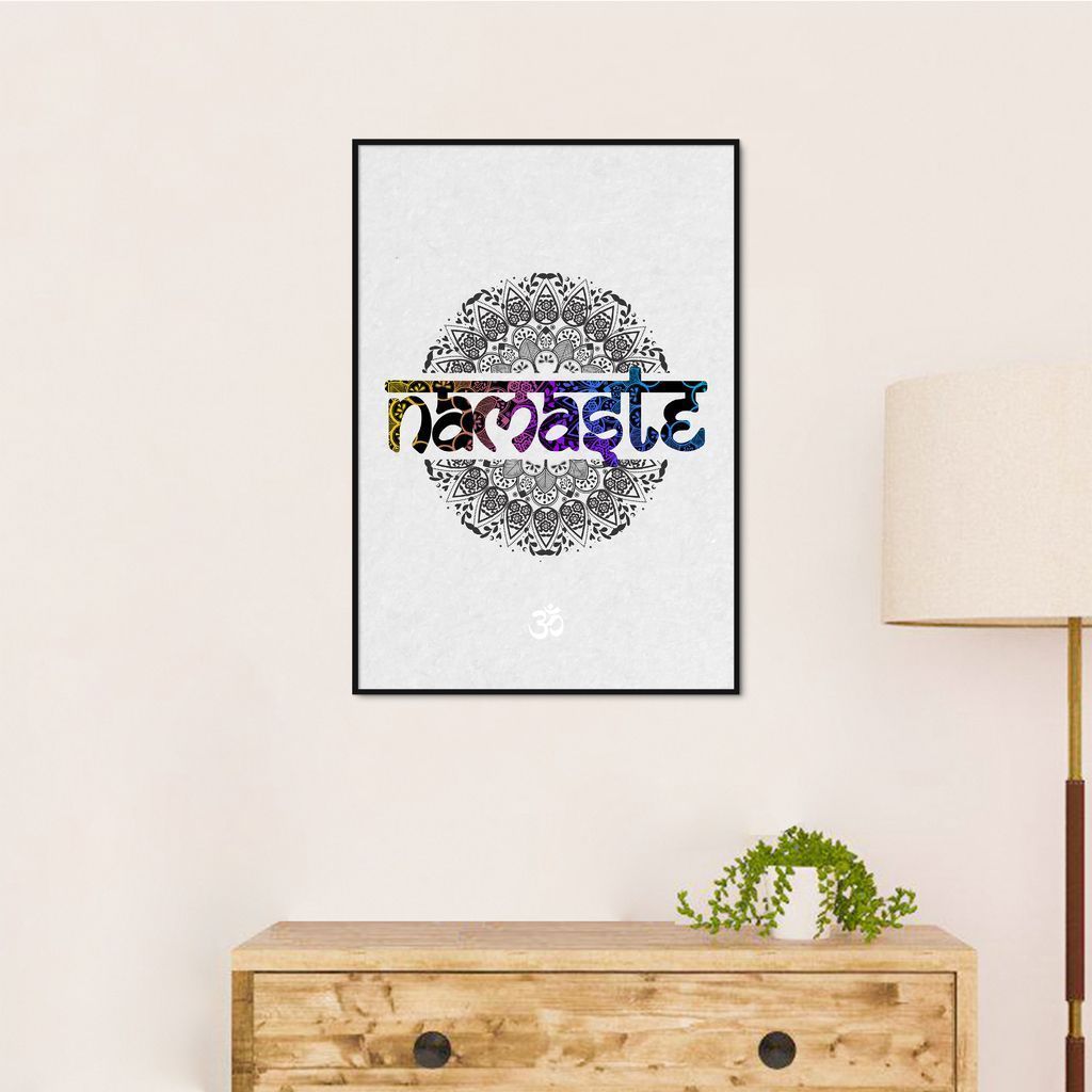 Quadro Yoga Namaste 43x30 Filete Preto