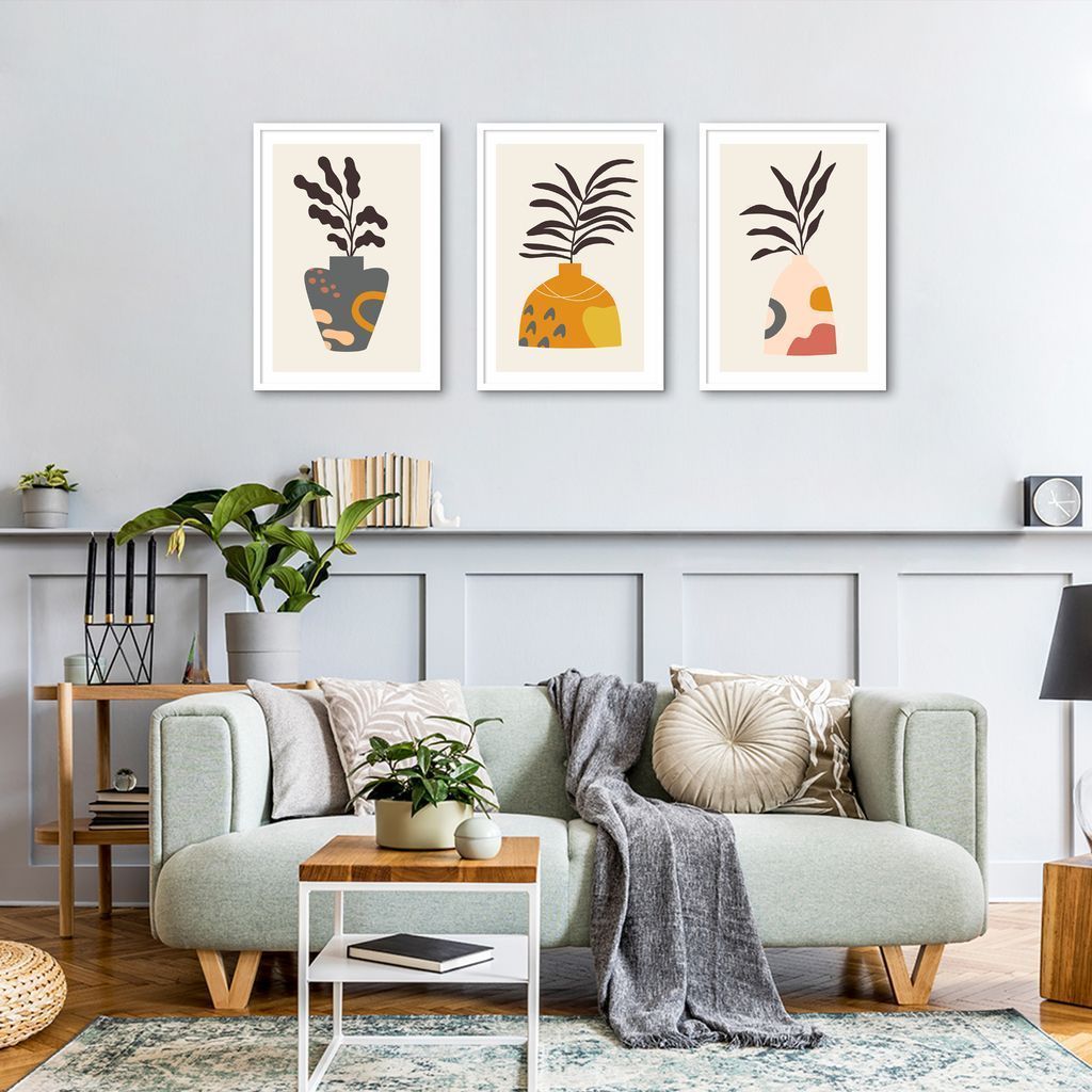 Quadros Vasos Boho Colors 184x86 3-86x60 Caixa Branco