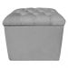 Puff Baú Capitonê Quadrado Suede Cinza - D'Rossi