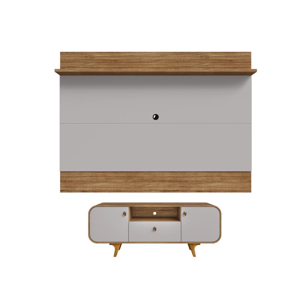     Conjunto Painel e Rack Noctis Cinamomo Off White