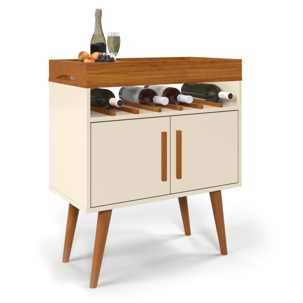 Aparador Bar Stein Off White Caramelo com 2 Portas