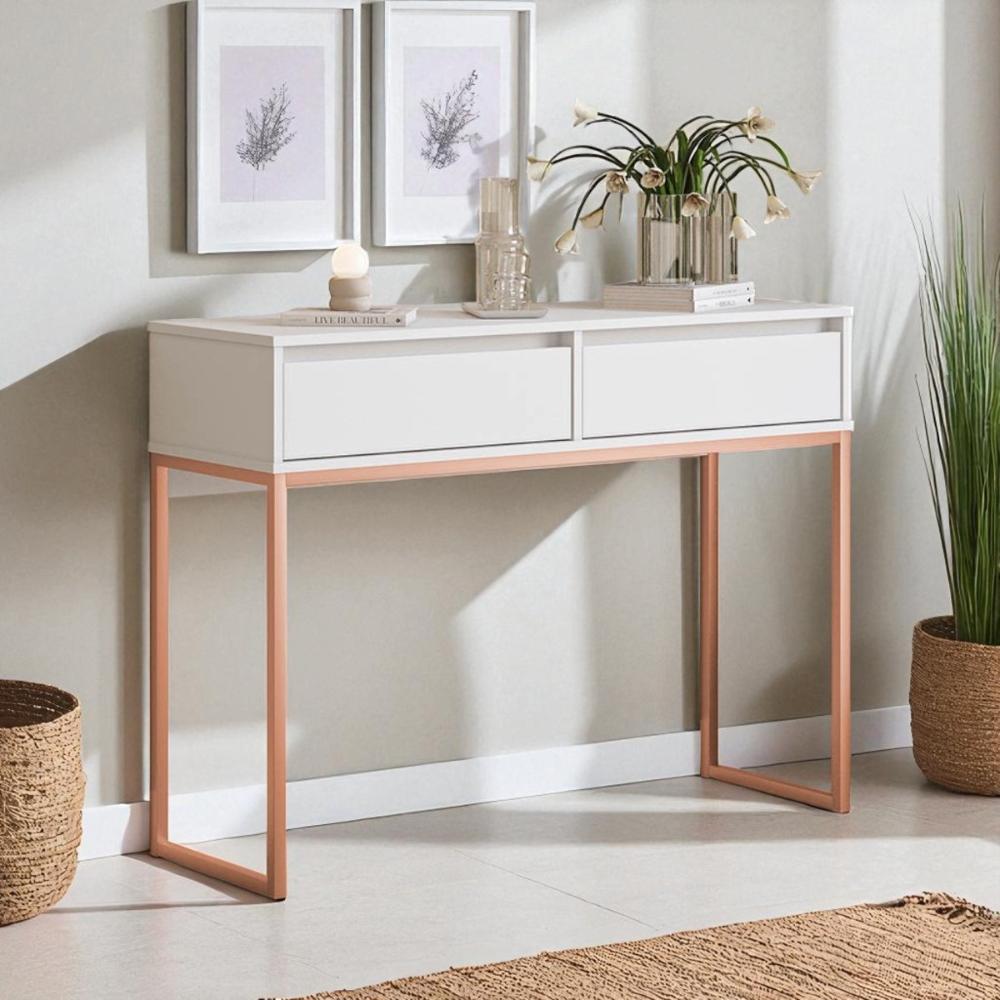Aparador Buffet Rio 2 Gavetas Para Sala 90 cm Branco Cobre