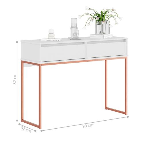 Aparador Buffet Rio 2 Gavetas Para Sala 90 cm Branco Cobre