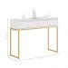 Aparador Buffet Rio 2 Gavetas Para Sala 90 cm Branco Dourado