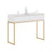 Aparador Buffet Rio 2 Gavetas Para Sala 90 cm Branco Dourado