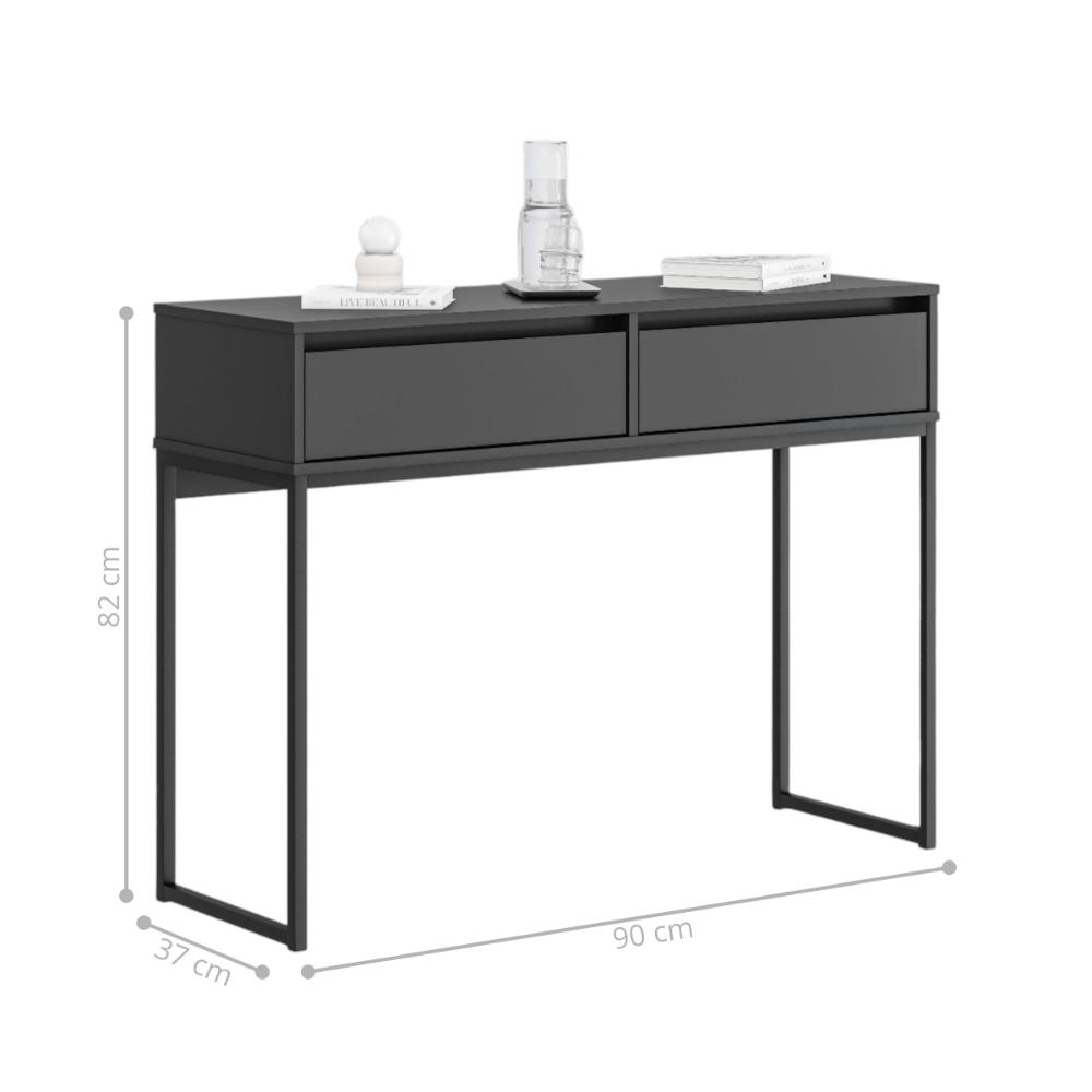 Aparador Buffet Rio 2 Gavetas Para Sala 90 cm Preto  