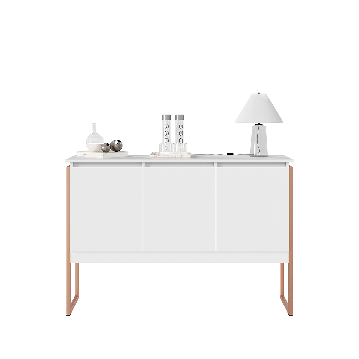 Aparador Buffet para Sala Industrial Oslo Branco Cobre
