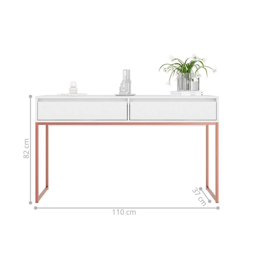 Aparador Metalic pés em Metal Estilo Industrial Sala Estar Branco Cobre  