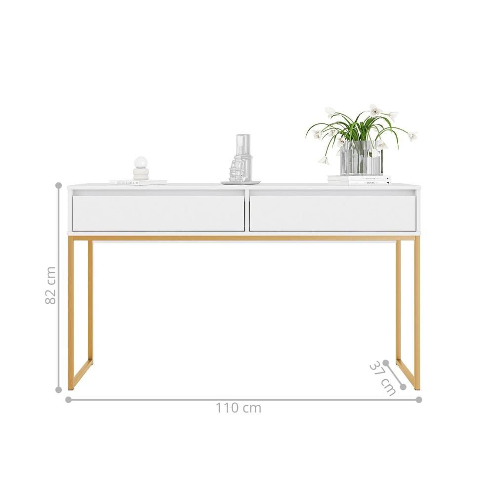 Aparador Metalic pés em Metal Estilo Industrial Sala Estar Branco Dourado  