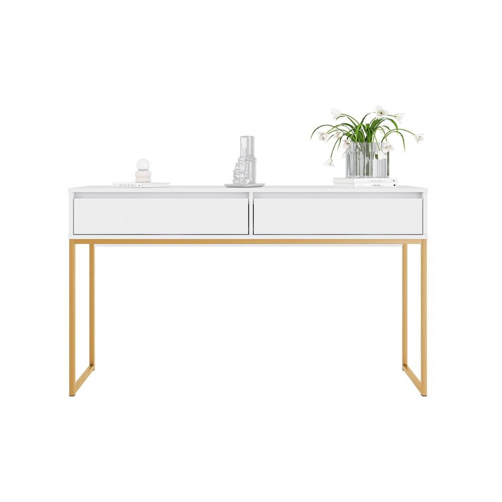 Aparador Metalic pés em Metal Estilo Industrial Sala Estar Branco Dourado  