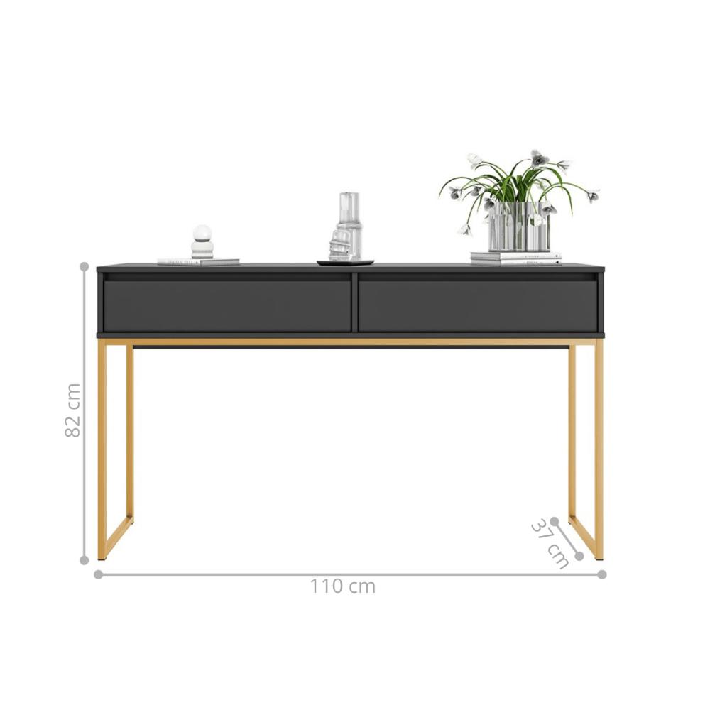 Aparador Metalic pés em Metal Estilo Industrial Sala Estar Preto Dourado