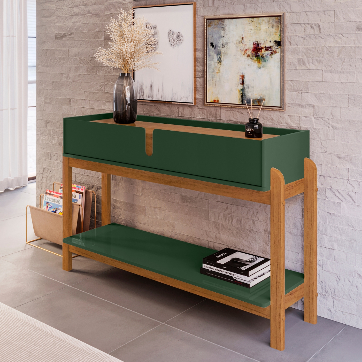 Aparador para Sala Retrô Welch  Verde Oliva Cedro