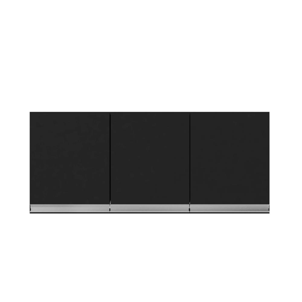 Armário Aéreo 3 Portas Norwich Preto Fosco