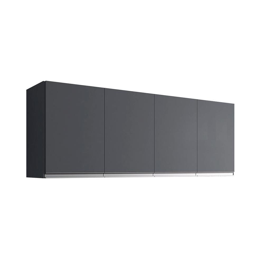 Armário Aéreo 4 Portas Preston Preto Fosco