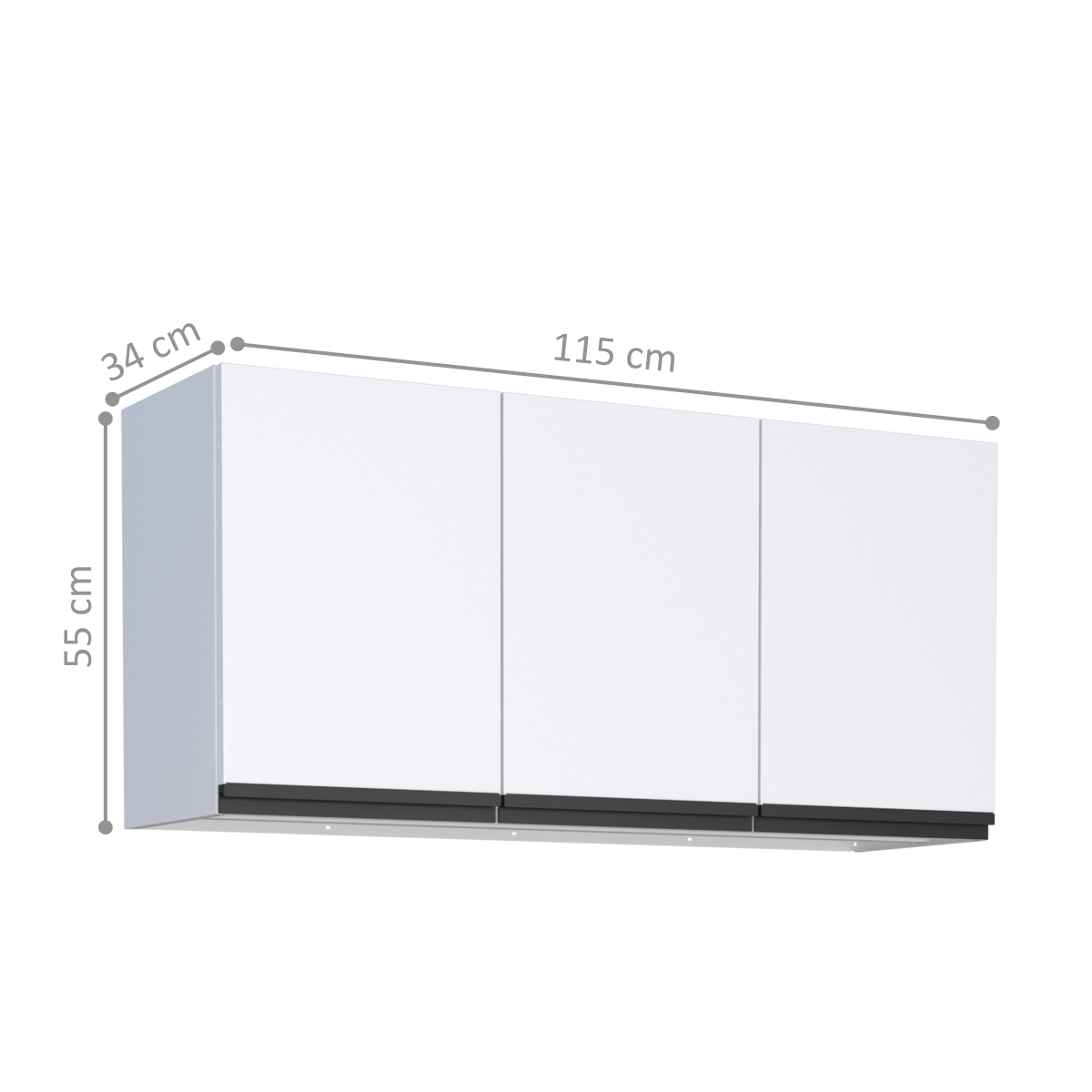 Armário Aéreo para Cozinha 3 Portas Anori Branco