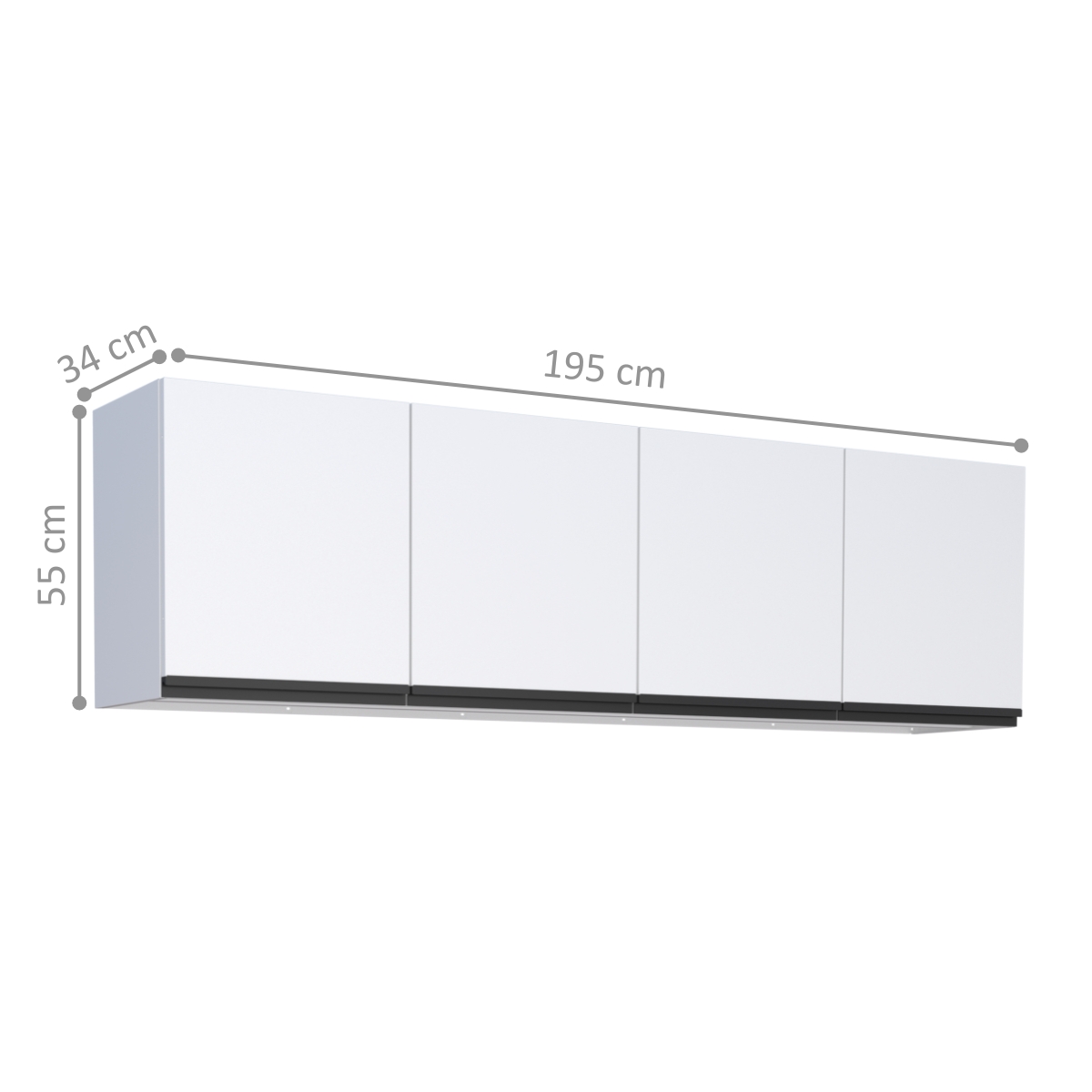 Armário Aéreo para Cozinha 4 Portas Anori Branco