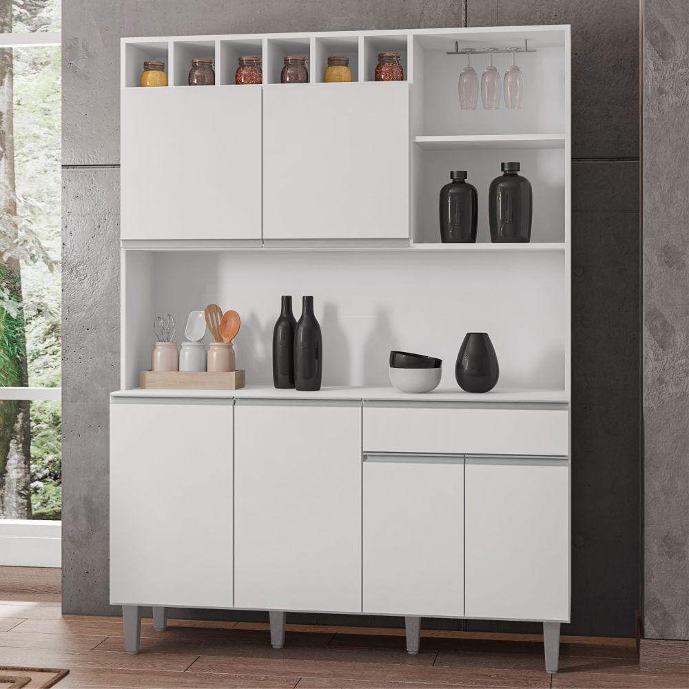 Armário Cozinha Completo Robin 6 Portas - Branco