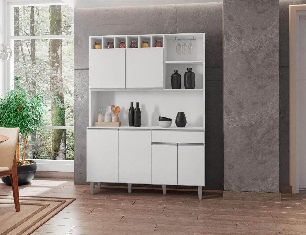 Armário Cozinha Completo Robin 6 Portas - Branco
