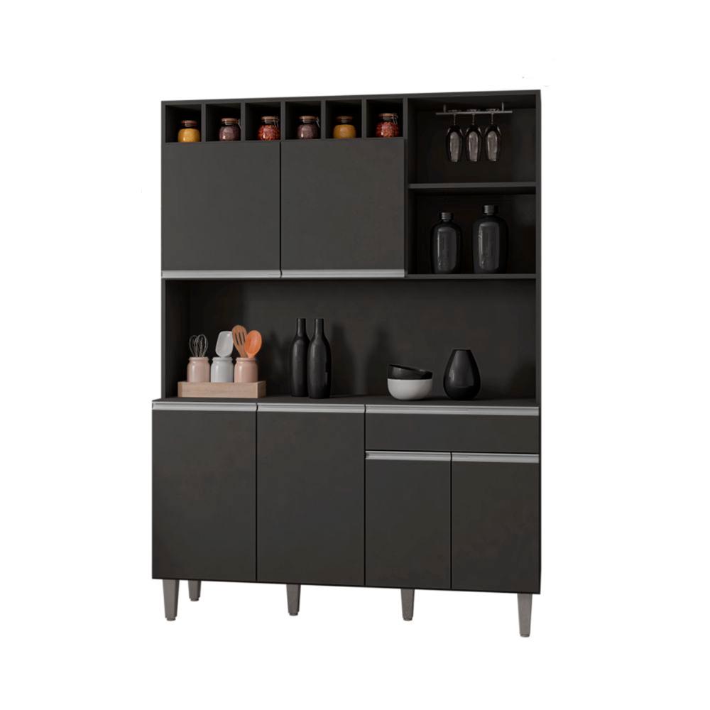 Armário Cozinha Completo Robin 6 Portas - Cinza
