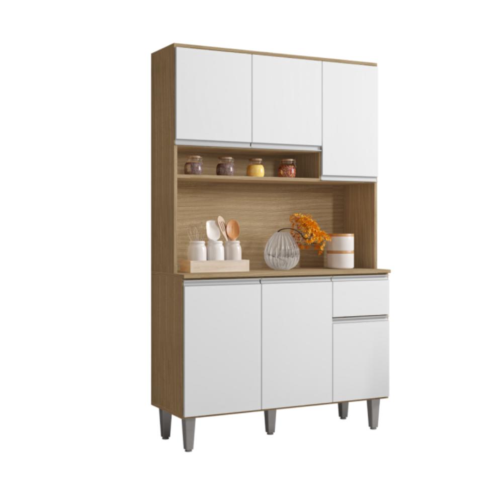 Armário Cozinha Millan amendoa branco 6 Portas  