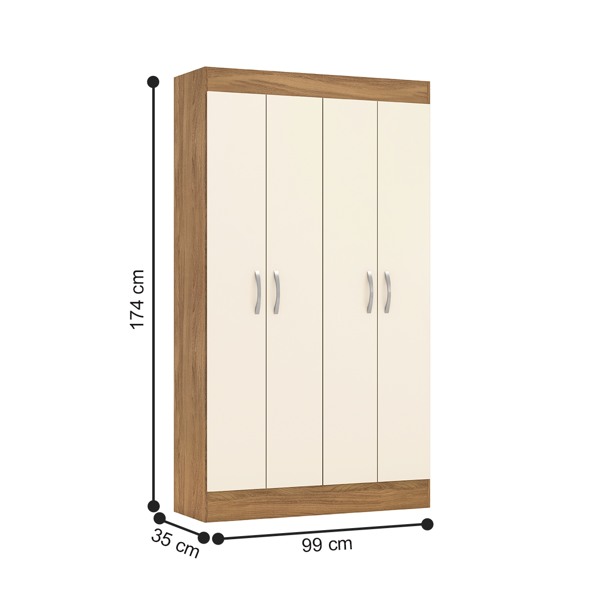 Armário Sapateira 4 Portas Parma Amêndola Off White
