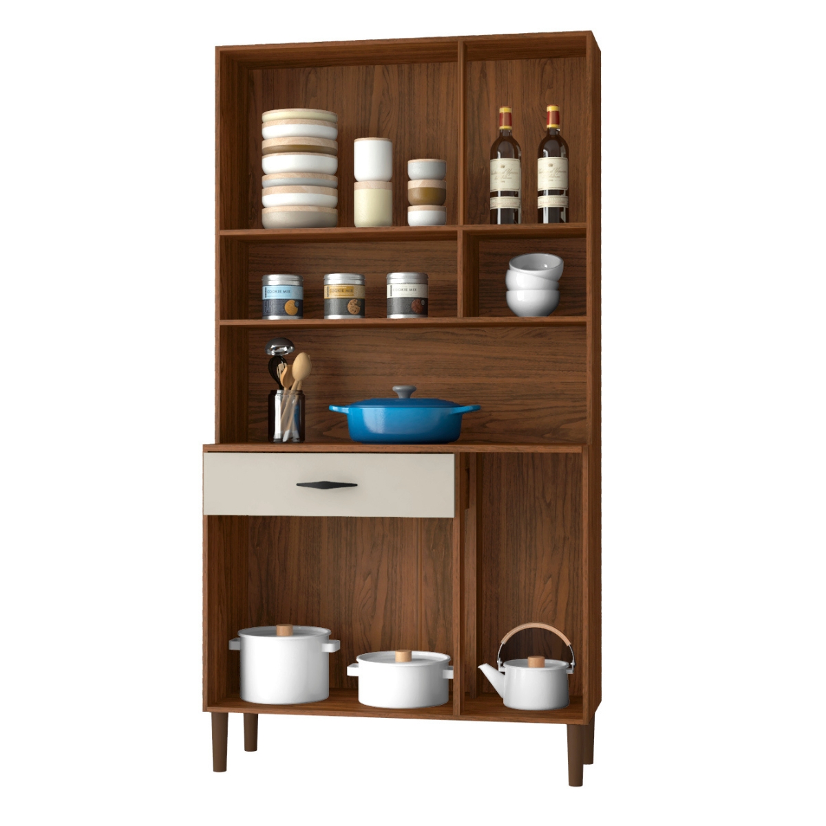 Armário de Cozinha com 1 Gaveta Milão Nogueira Off White